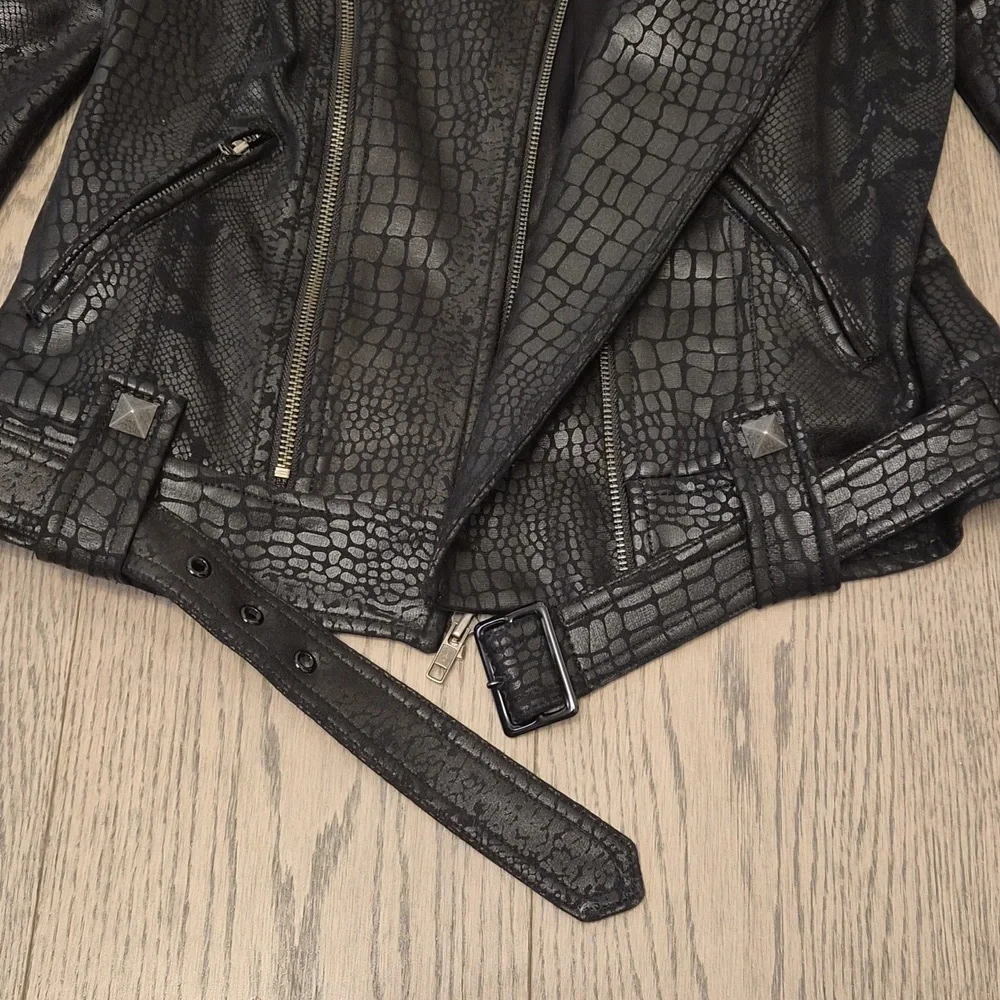 Guess Black Croc-Embossed Women's Jacket Size M - Picture 5 of 14
